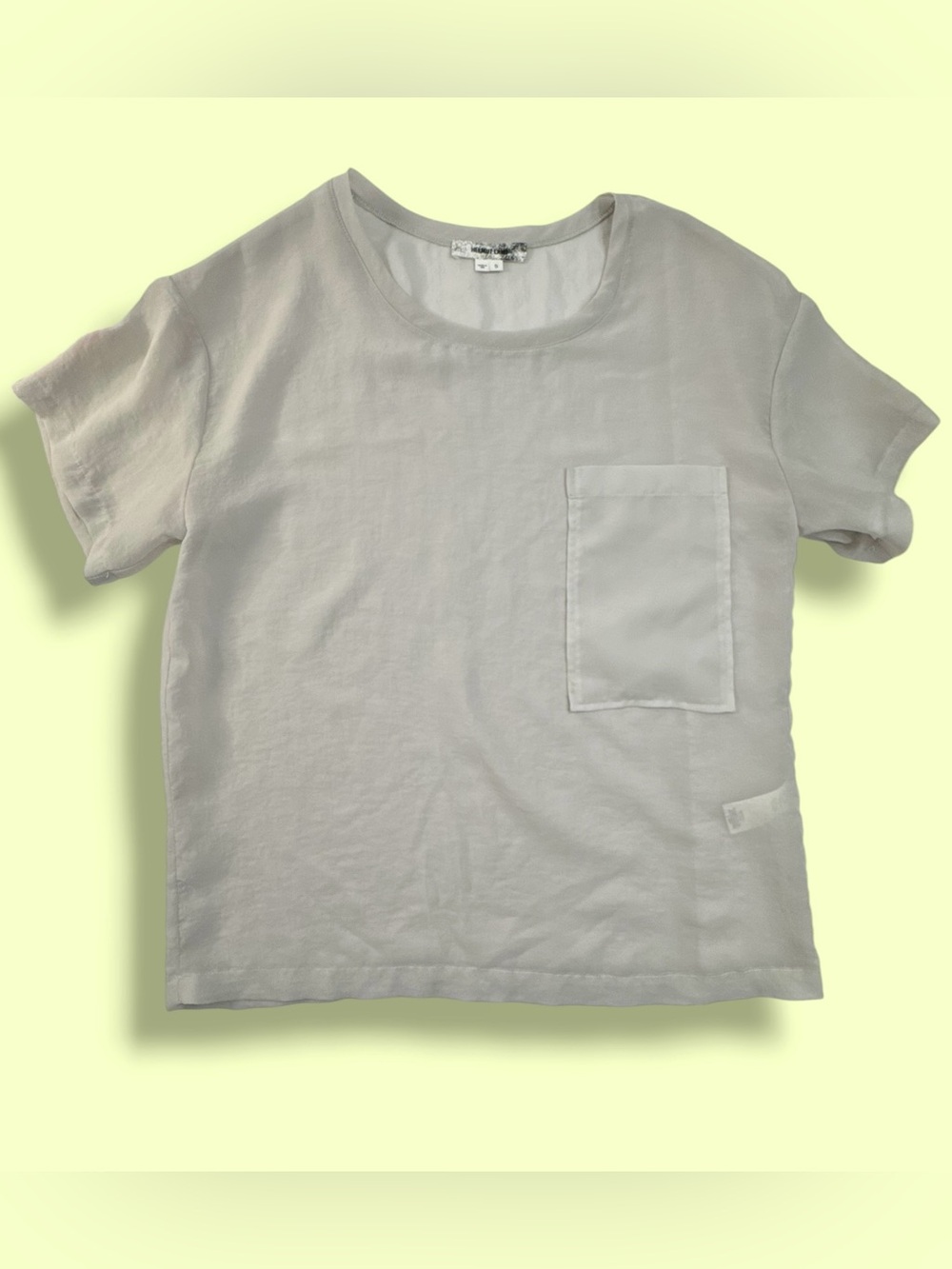 Helmut Lang Gray sheer Shirt With Sleeve Details Women’s Small Layer Pocket Tee